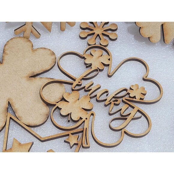 New Lot Wood Die Cut Laser Embellishment Crafts Homeschool Scrapbook 41 pcs - Picture 7 of 10